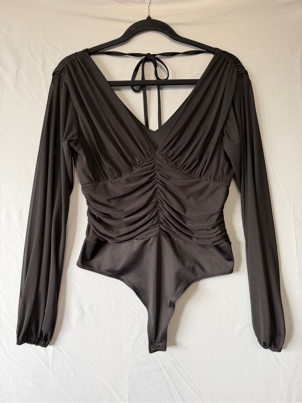 Guess Womens Whimsigoth Babydoll Thong Bodysuit M Black Fairy Grunge Witchy Vamp